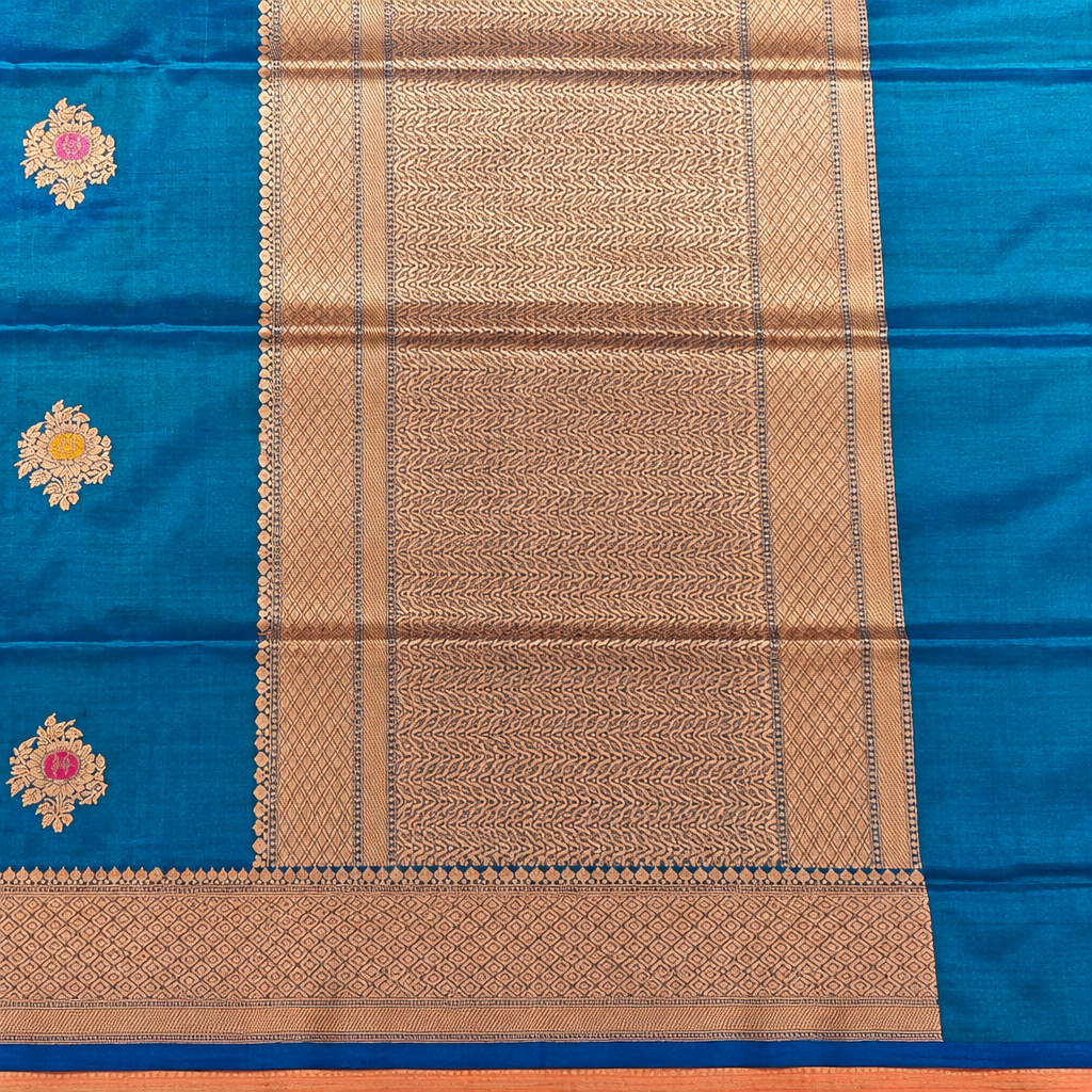Peacock-blue saree panel preview