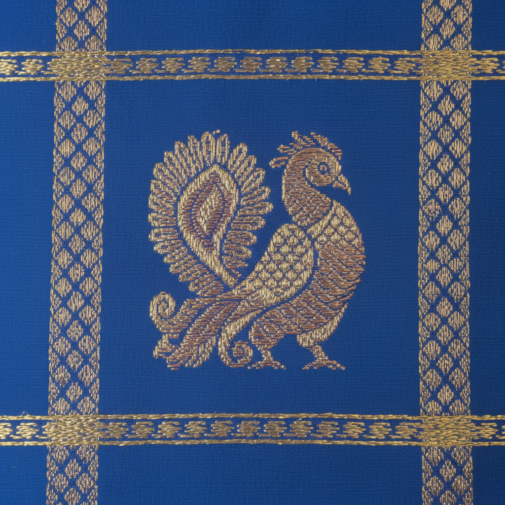 KUBERAN ROYAL BLUE WITH GREEN PURE KANCHIPURAM SILK SAREE