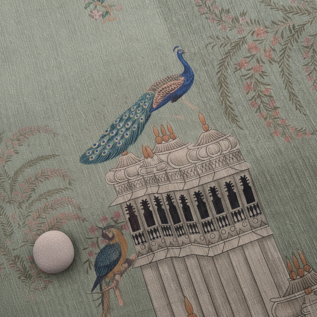 KUBERAN SAGE GREEN LINEN COTTON SAREE