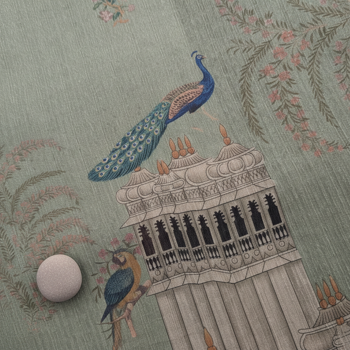 KUBERAN SAGE GREEN LINEN COTTON SAREE