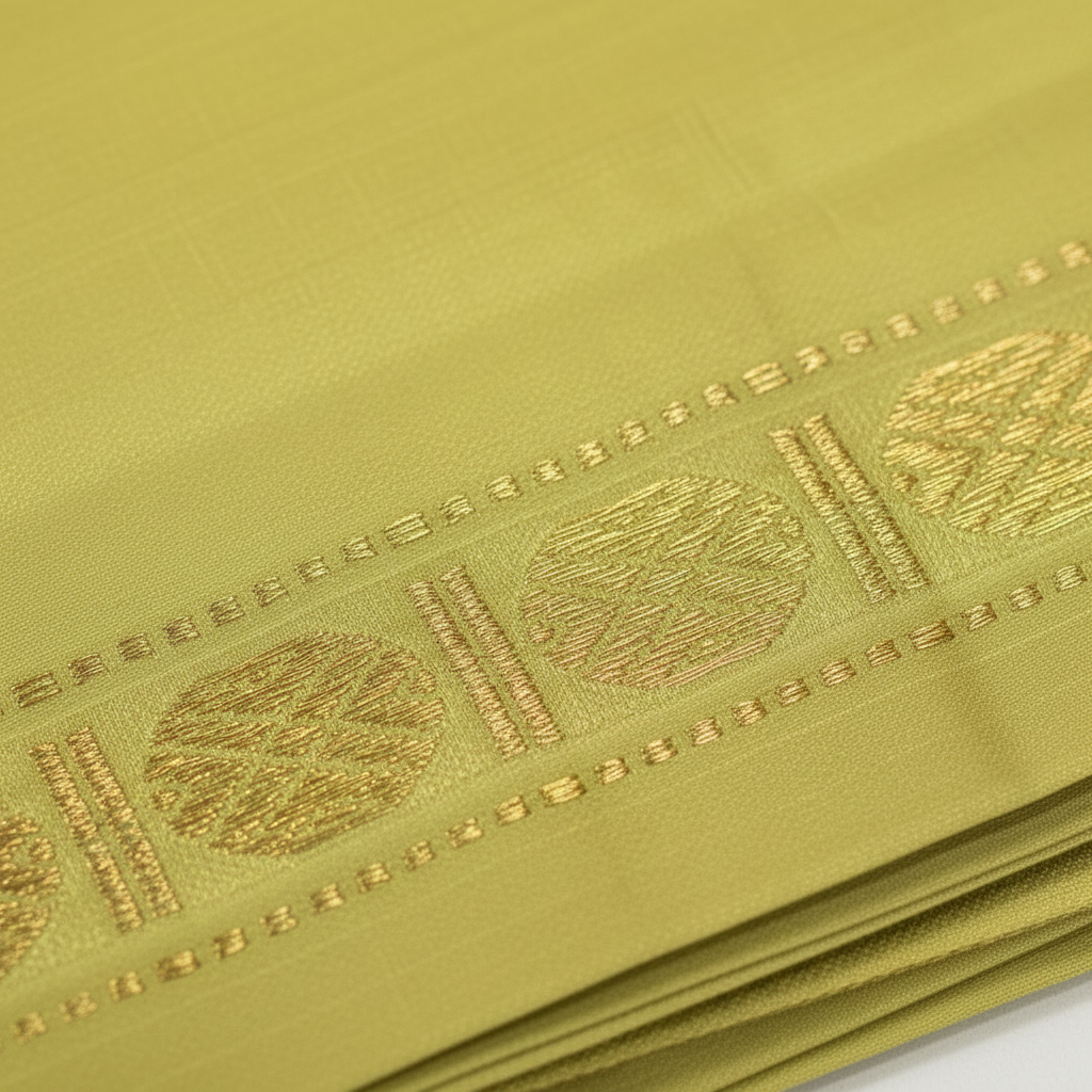Kuberan Pear Yellow Green Pure Silk Dhoti
