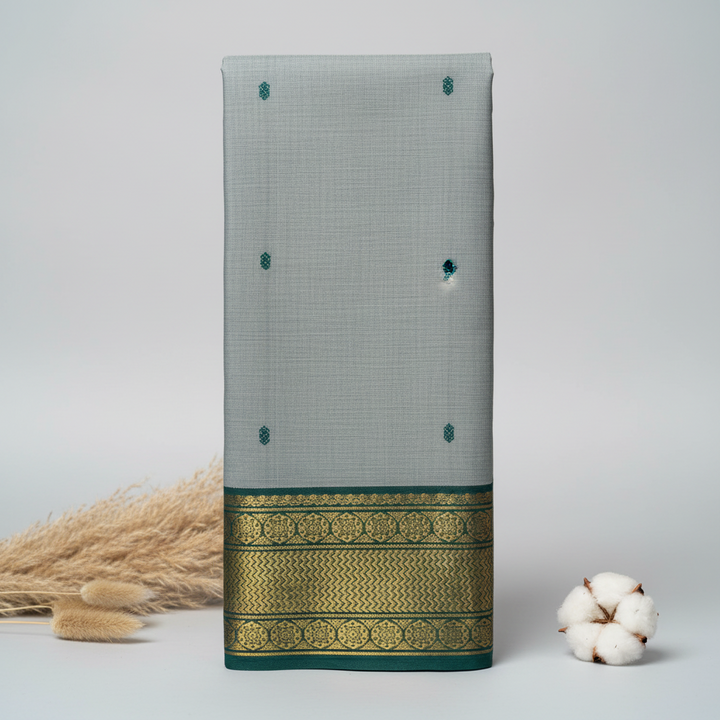 KUBERAN GREY GREEN COTTON SAREE