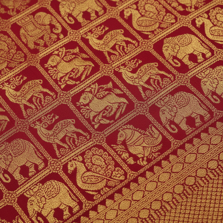 KUBERAN RED PURE KANCHIPURAM SILK SAREE