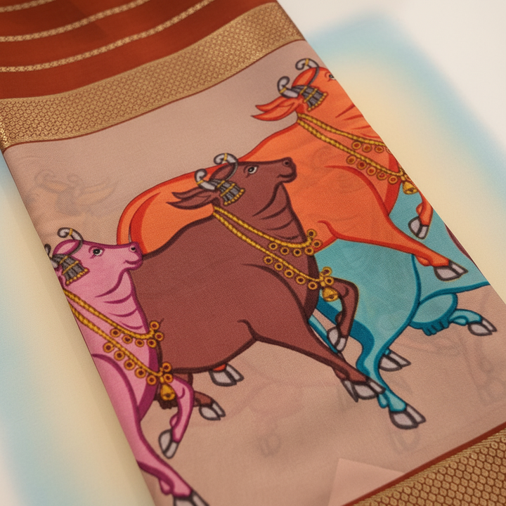 KUBERAN DUSTY BROWN MYSORE CREPE SILK SAREE