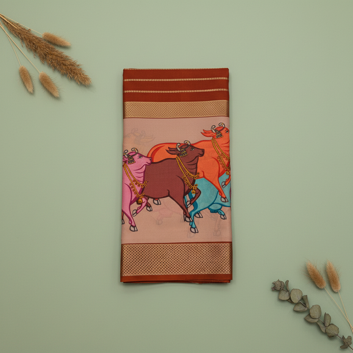 KUBERAN DUSTY BROWN MYSORE CREPE SILK SAREE