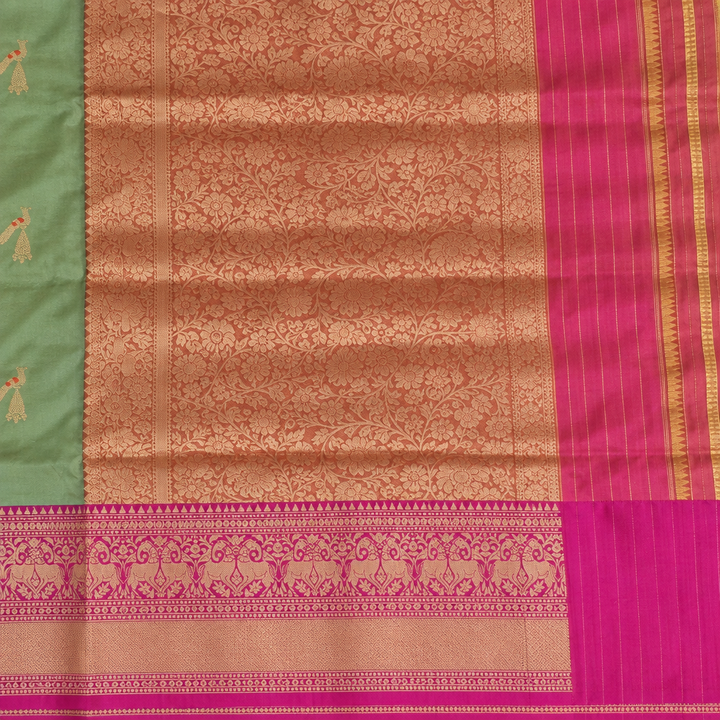 KUBERAN GREEN WITH BLUE PURE BANARASI HANDLOOM SAREE