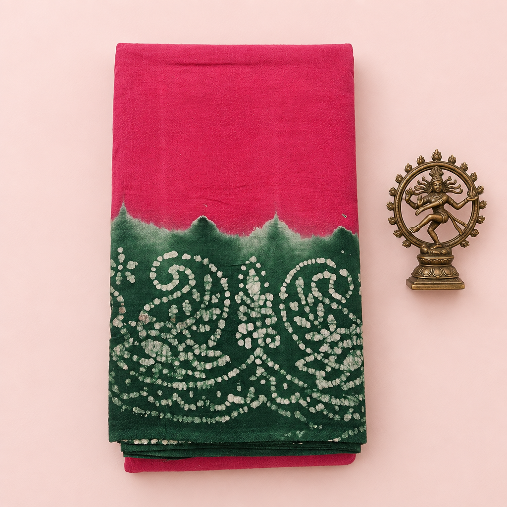 KUBERAN PINK WITH GREEN COTTON DANCE SAREE