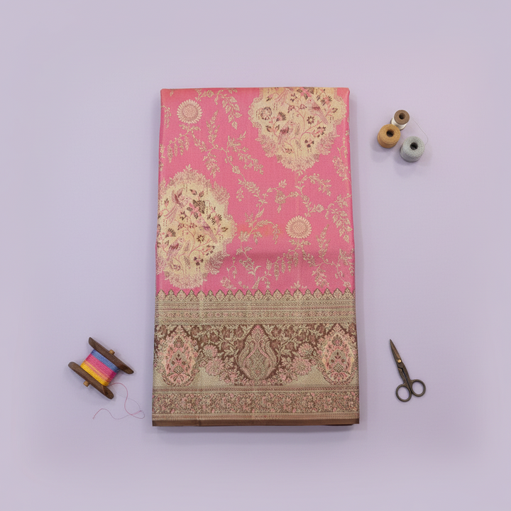 KUBERAN PINK PURE KANCHIPURAM SILK SAREE