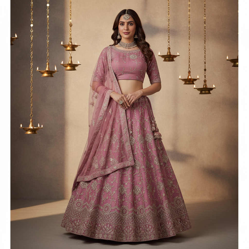 KUBERAN PEACH LEHENGA SET