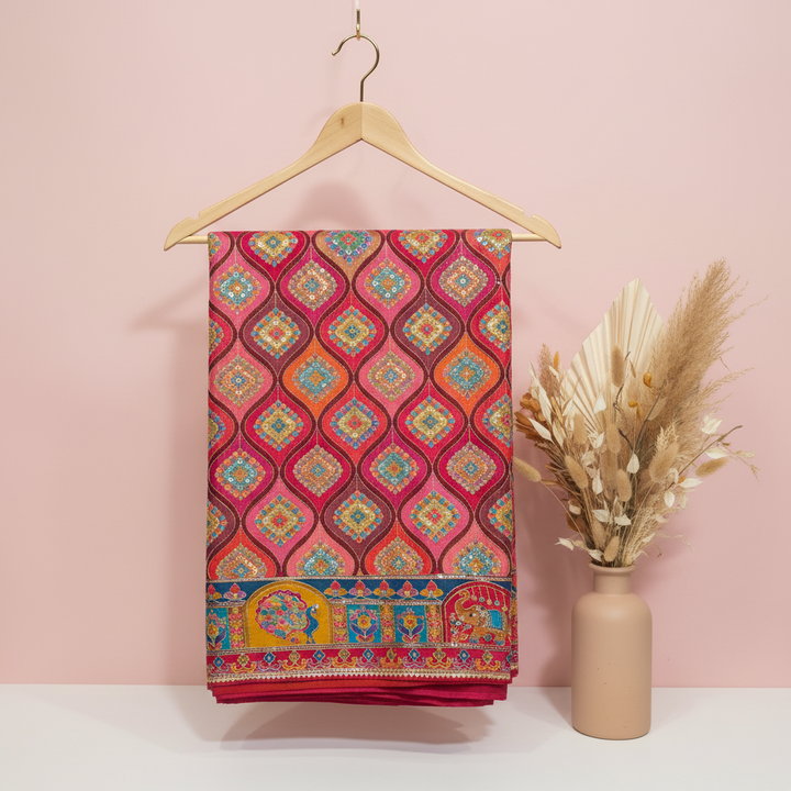 KUBERAN PINK DESIGNER FANCY SAREE