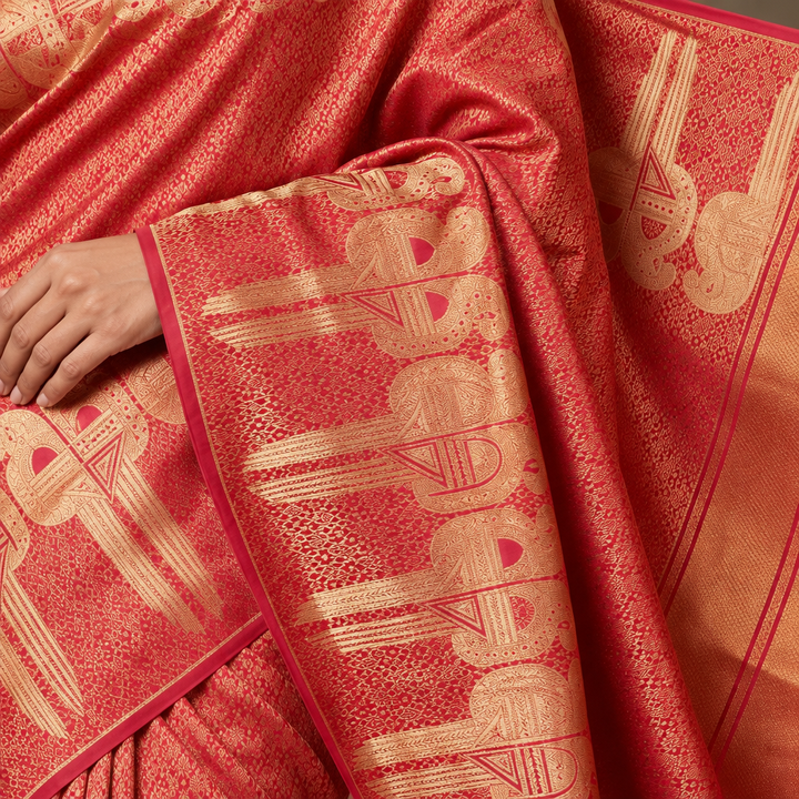 KUBERAN PINK PURE SILK SAREE