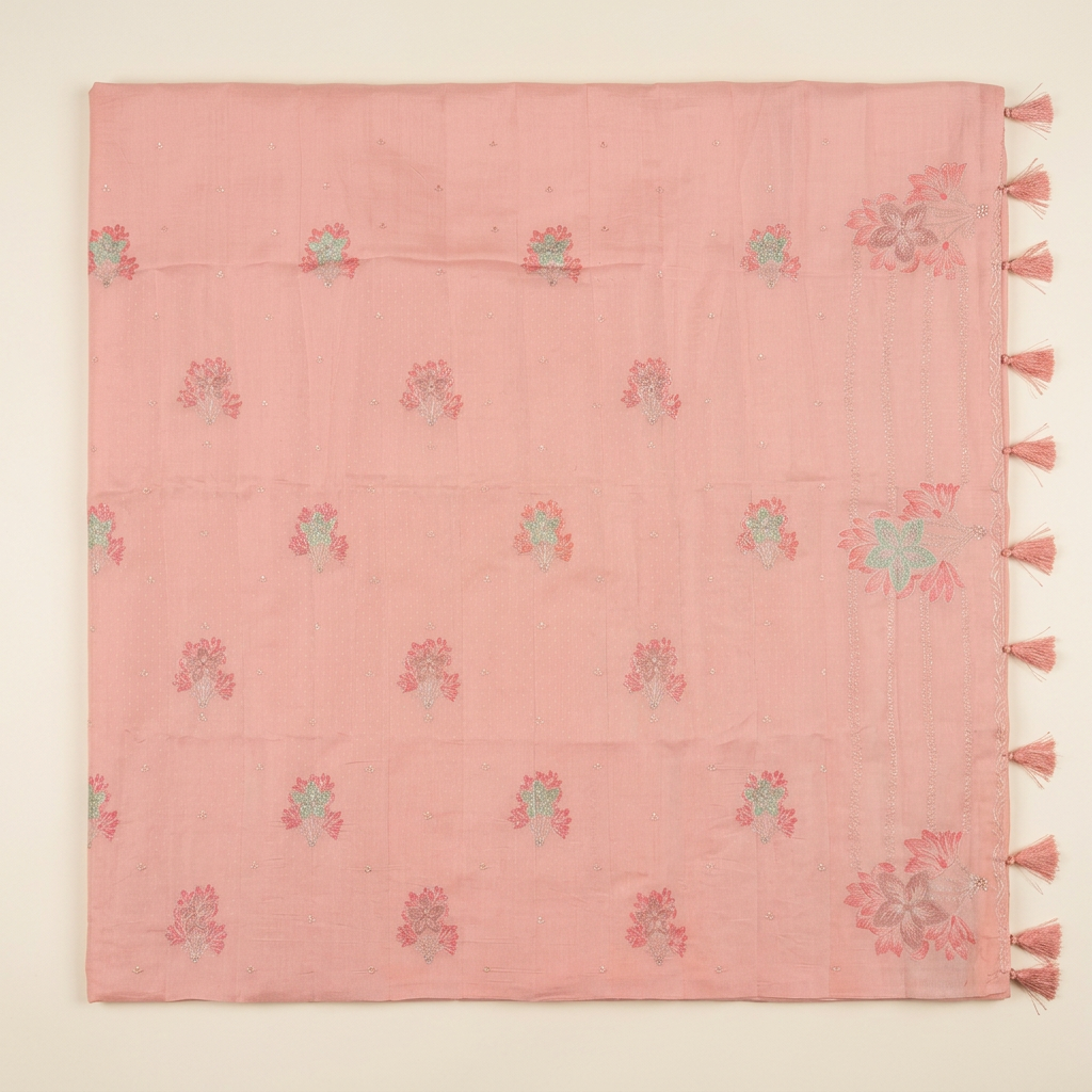 KUBERAN PINK RAW SILK SAREE