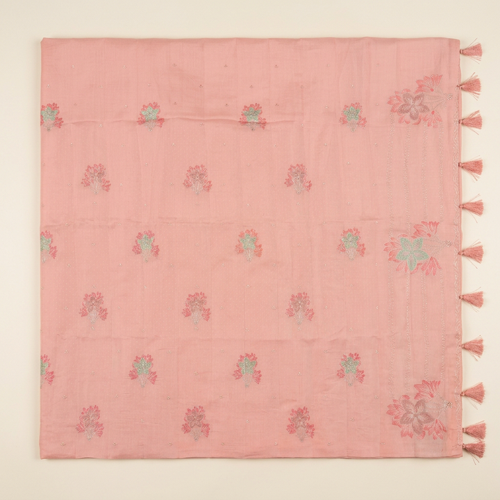 KUBERAN PINK RAW SILK SAREE