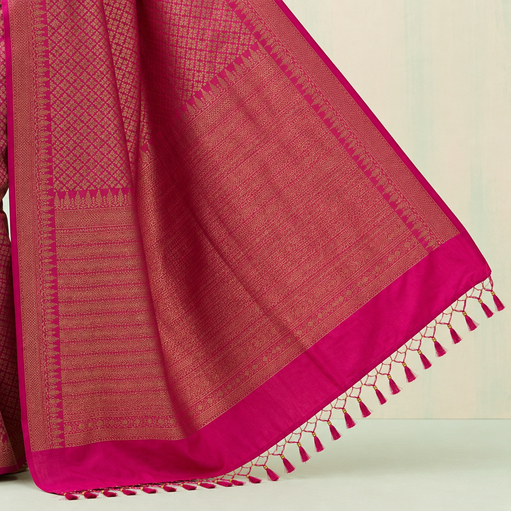 KUBERAN PINK SEMI BANARASI SILK SAREE