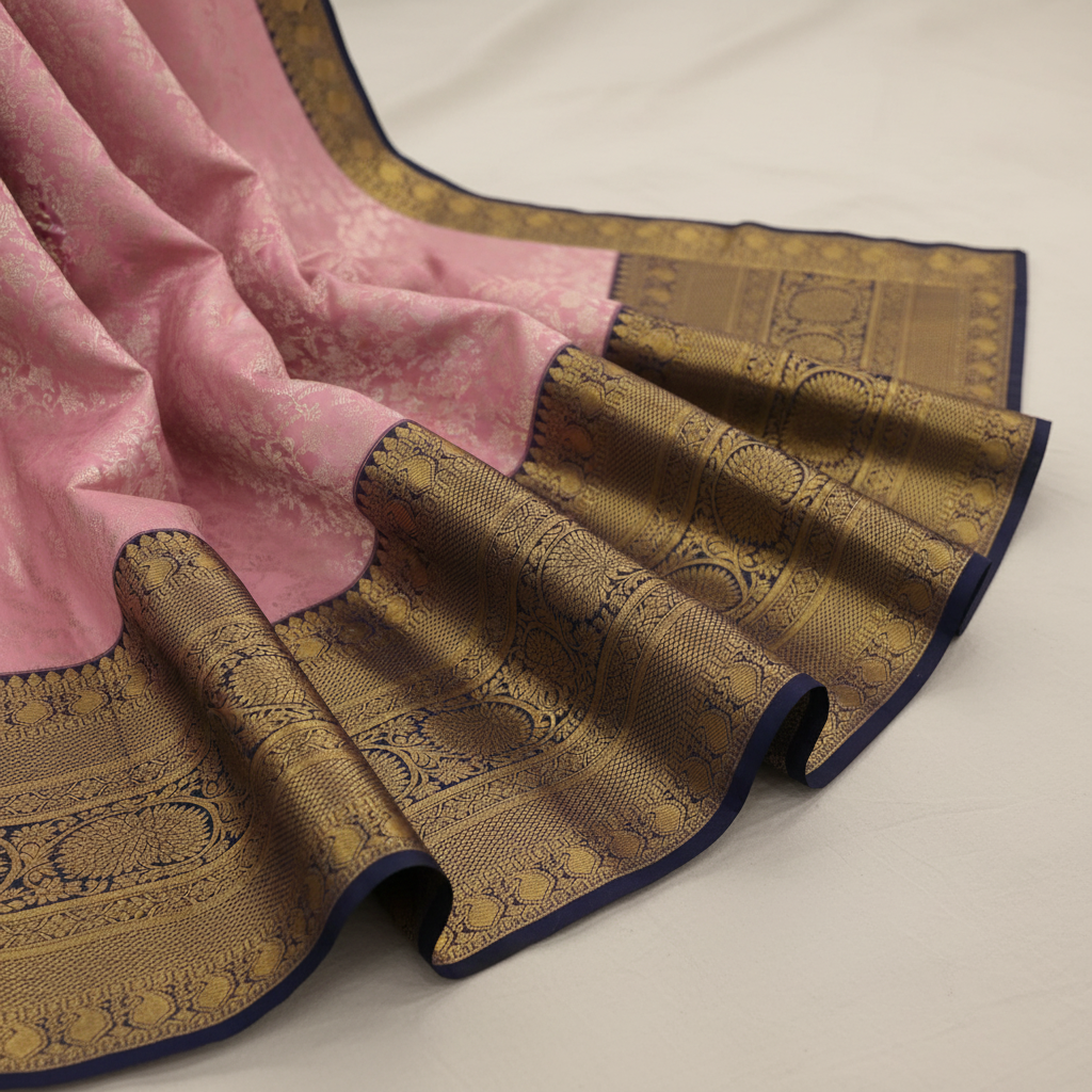 kuberan Pink Kanchipuram Silk Saree