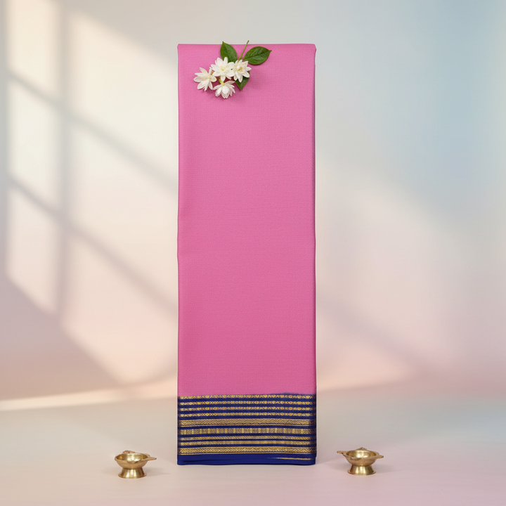 KUBERAN PINK PURE CREPE SAREE