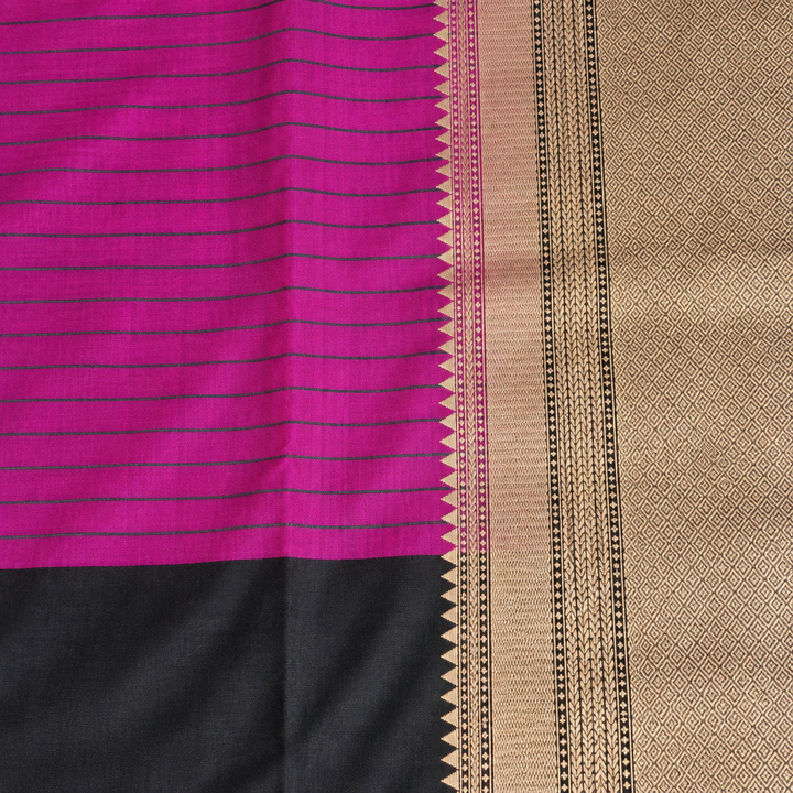 KUBERAN BLACK WITH PURPLE PURE BANARASI HANDLOOM SAREE