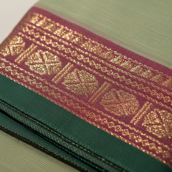 KUBERAN PISTA GREEN COTTON SAREE