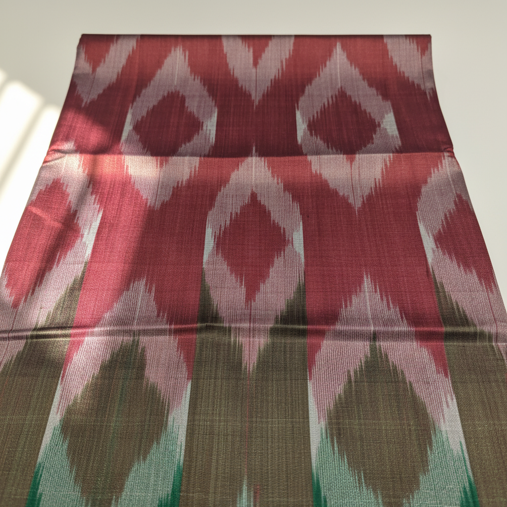 KUBERAN BROWN GREEN BISHNUPURI SOFT SILK SAREE