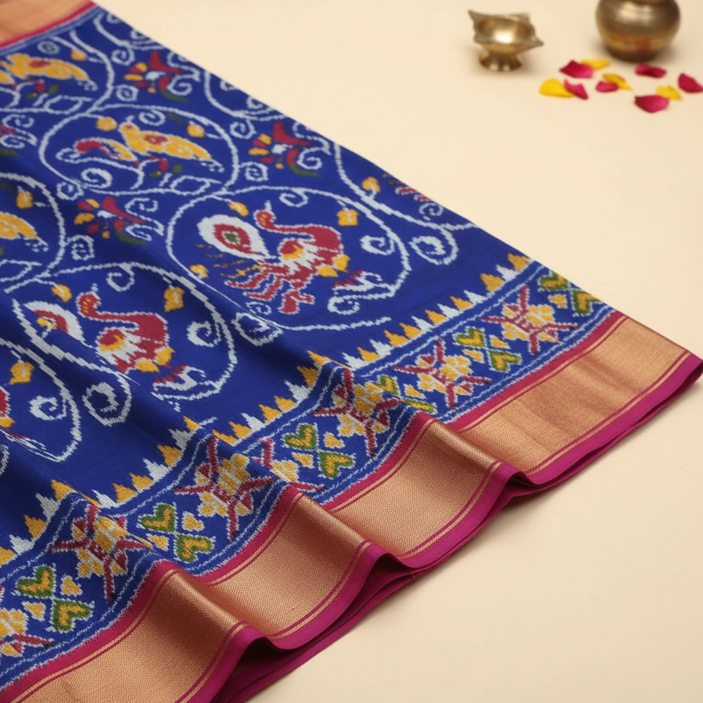 Pochampally Ikat Saree Border Close-up