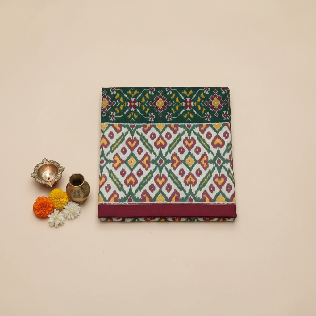 Pochampally Ikat Saree with Traditional Props