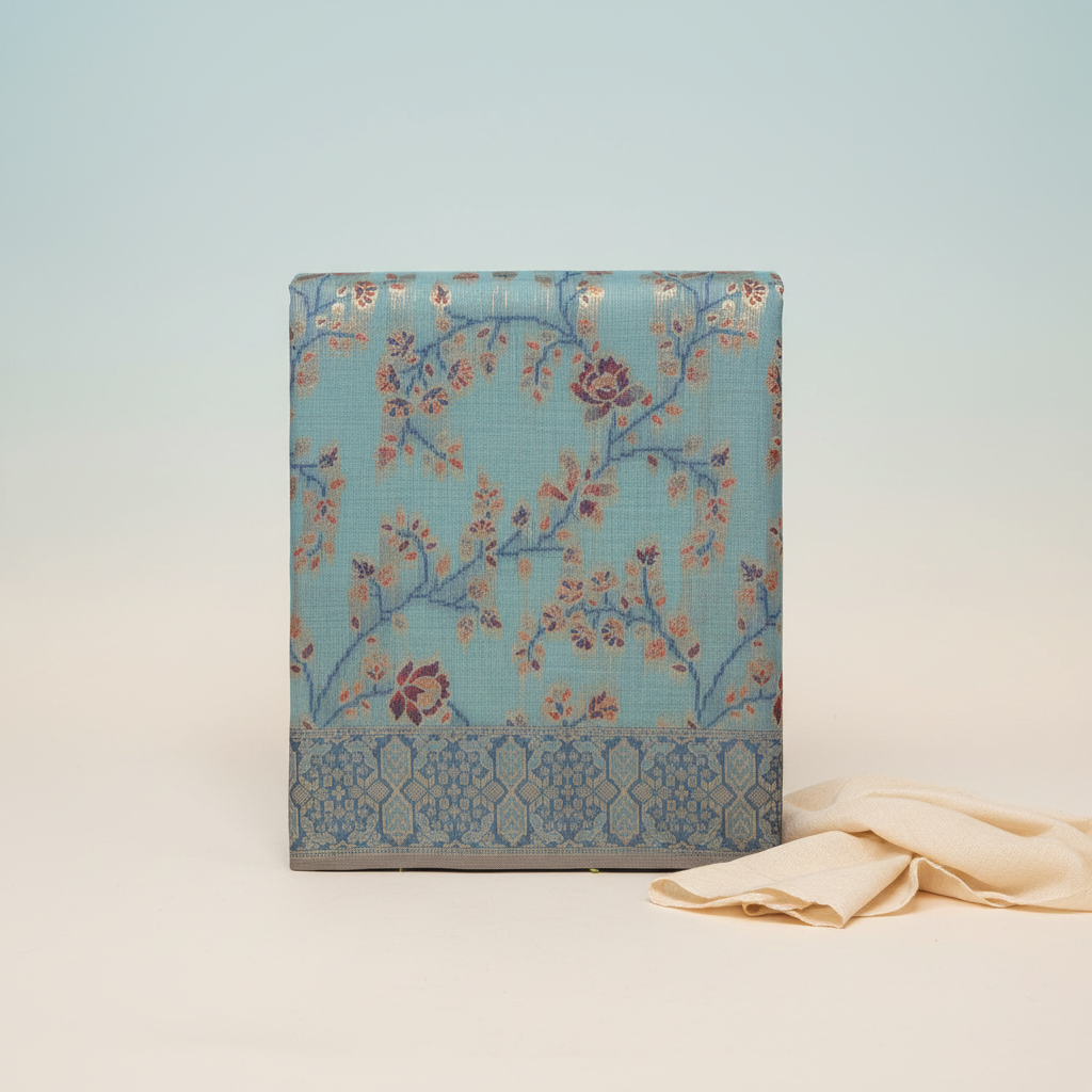 KUBERAN MEENAKARI BLUE COTTON SAREE