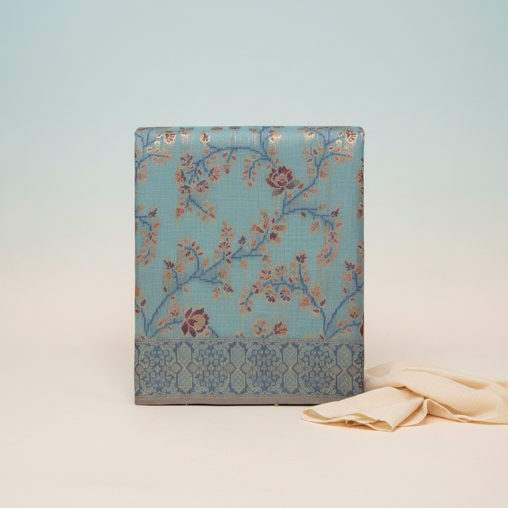 KUBERAN MEENAKARI BLUE COTTON SAREE
