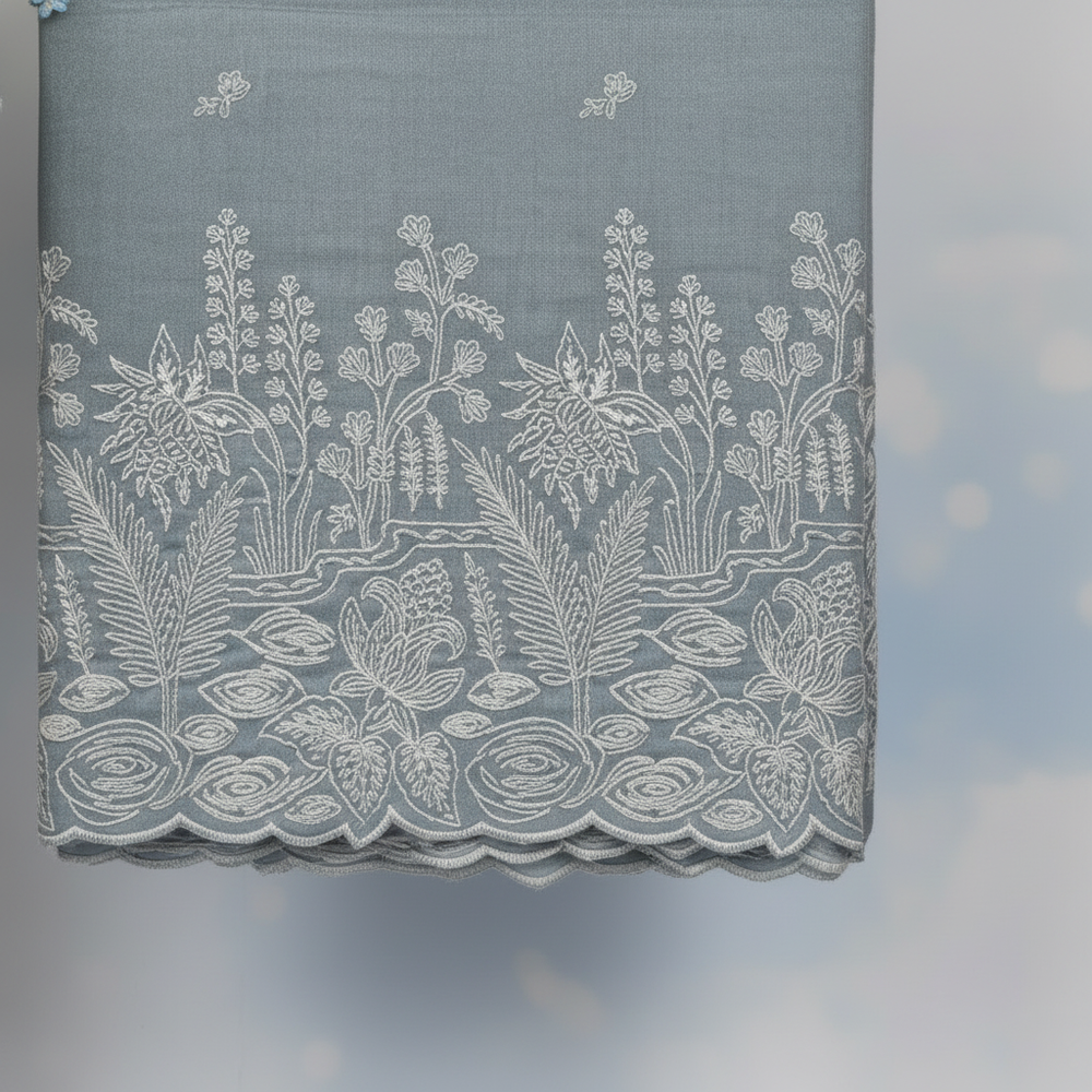 Powder Blue Silk Saree – Border Close-Up