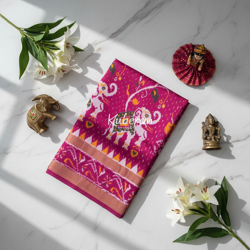 Kuberan Pink Pochampally Silk Saree