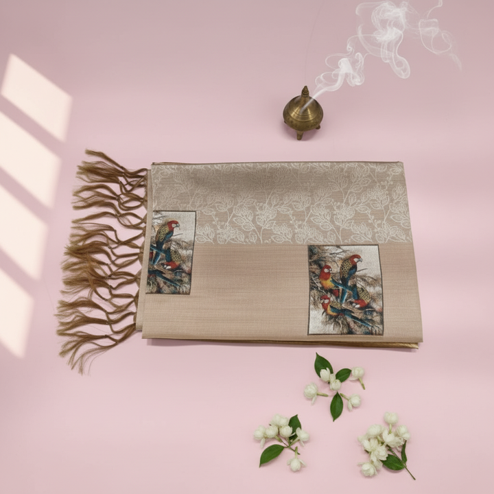 Premium saree flat lay - simplified composition