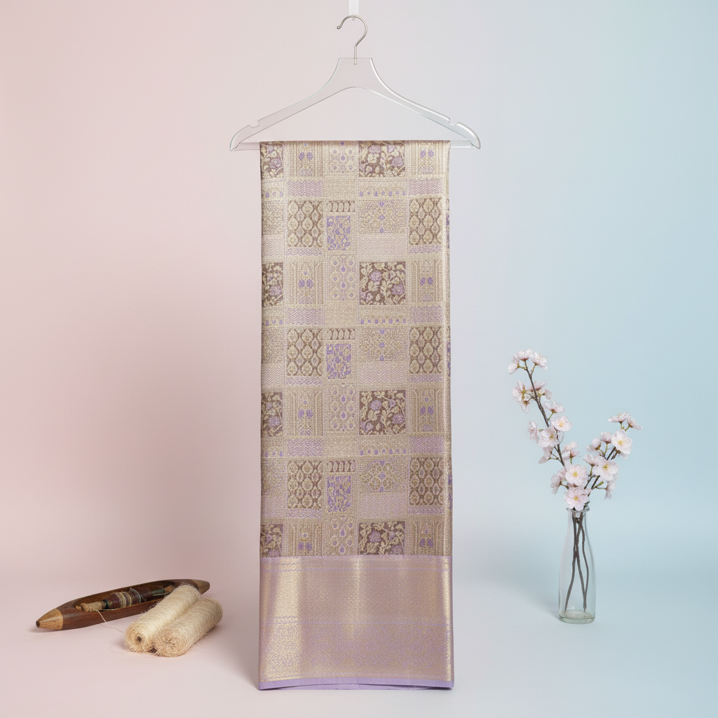 KUBERAN LAVENDER PURE KANCHIPURAM SILK SAREE