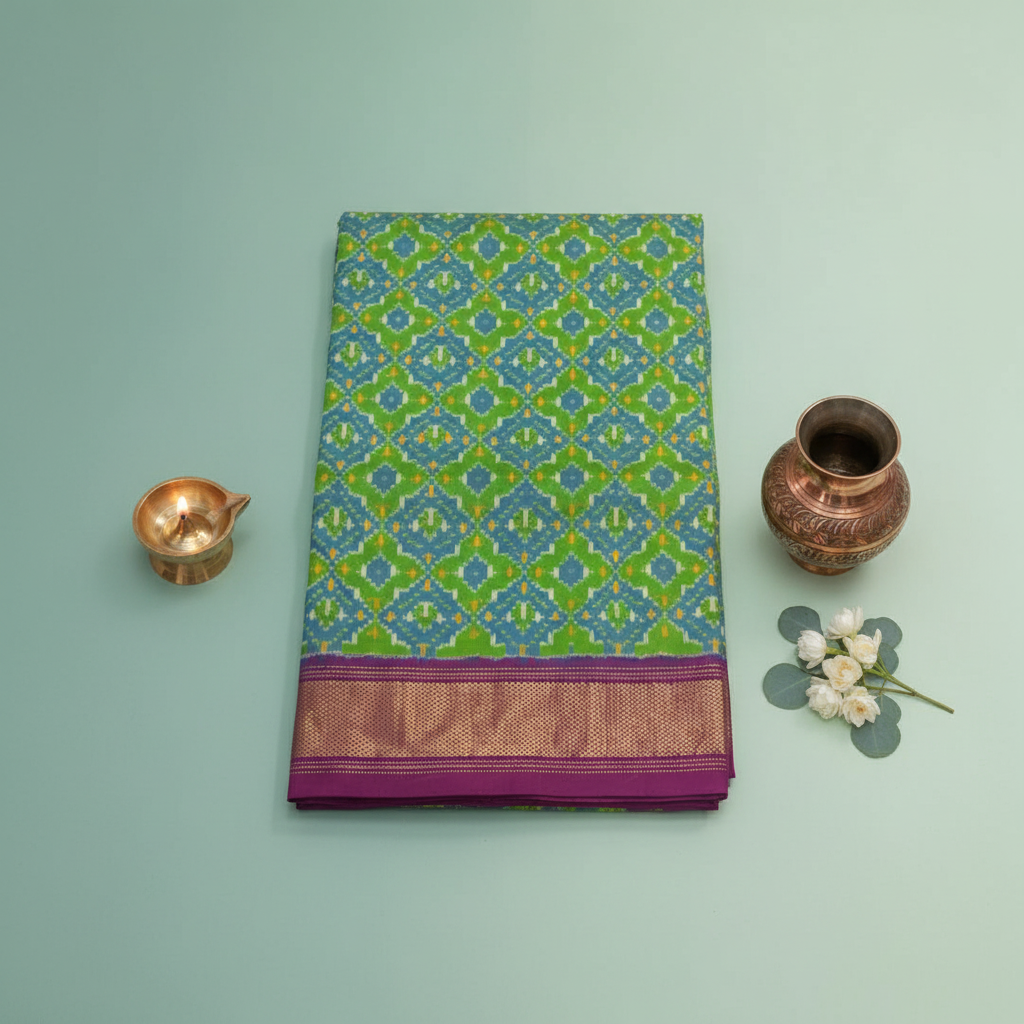 Professional Pochampally Ikat Saree with Complementing Background