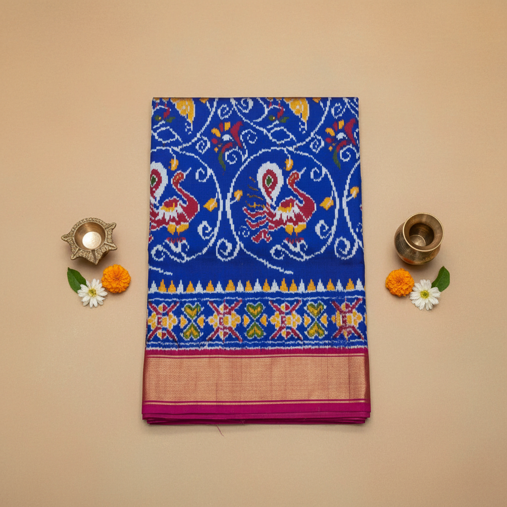 Professional Pochampally Ikat Saree with Complementing Background