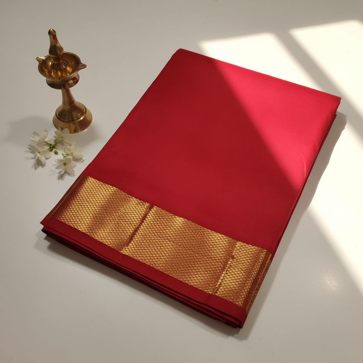 Kuberan Crimson Red Pure Silk Dhoti.