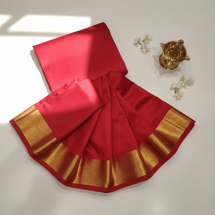 Kuberan Crimson Red Pure Silk Dhoti.