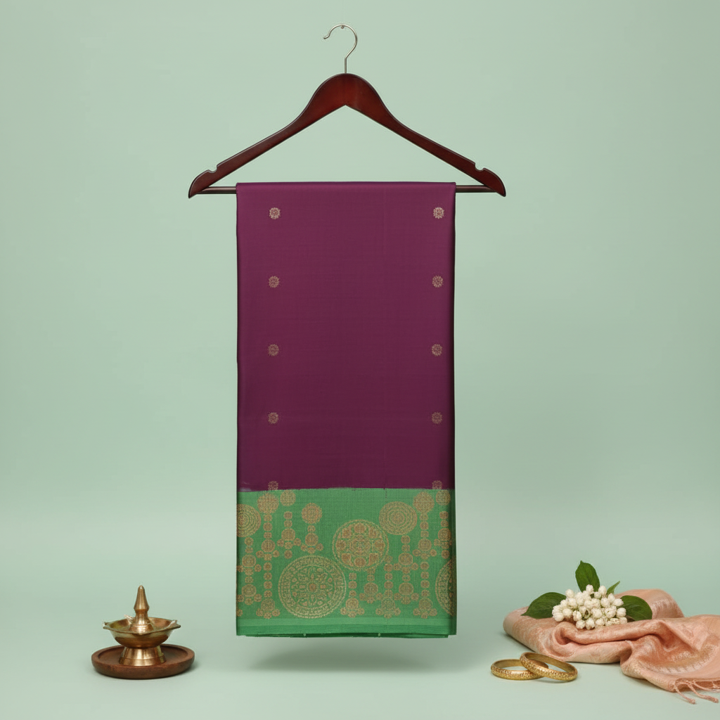 KUBERAN PURPLE GREEN SOFT SILK SAREE