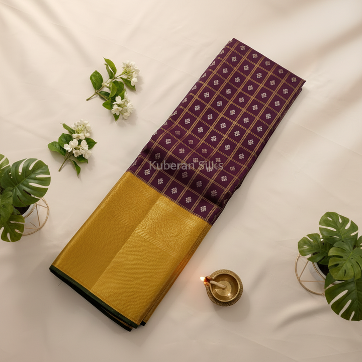 Kuberan Purple and Yellow Kanchipuram Silk Saree