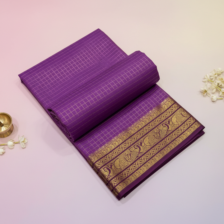KUBERAN PURPLE PURE CREPE SAREE