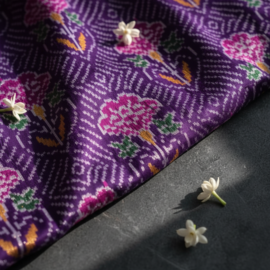 Purple floral pattern close-up