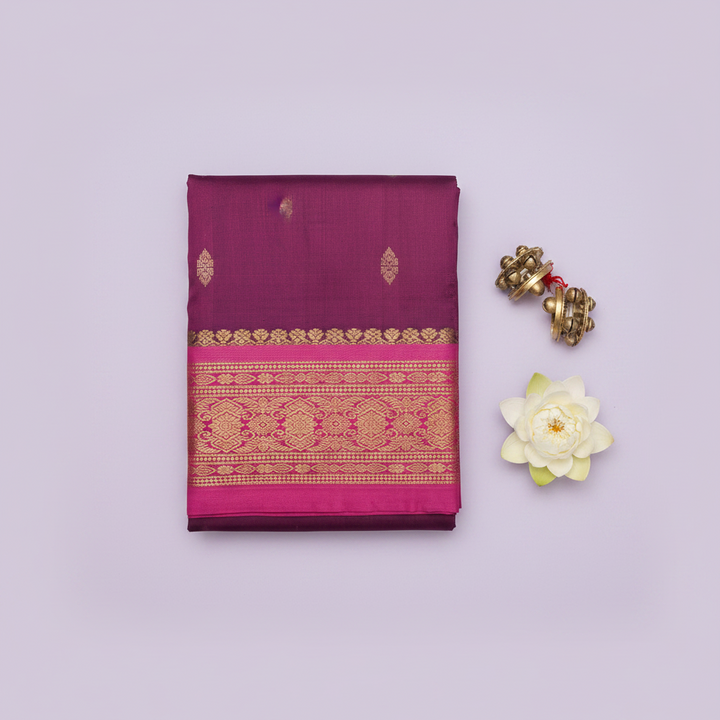 KUBERAN PURPLE PURE SILK DANCE SAREE