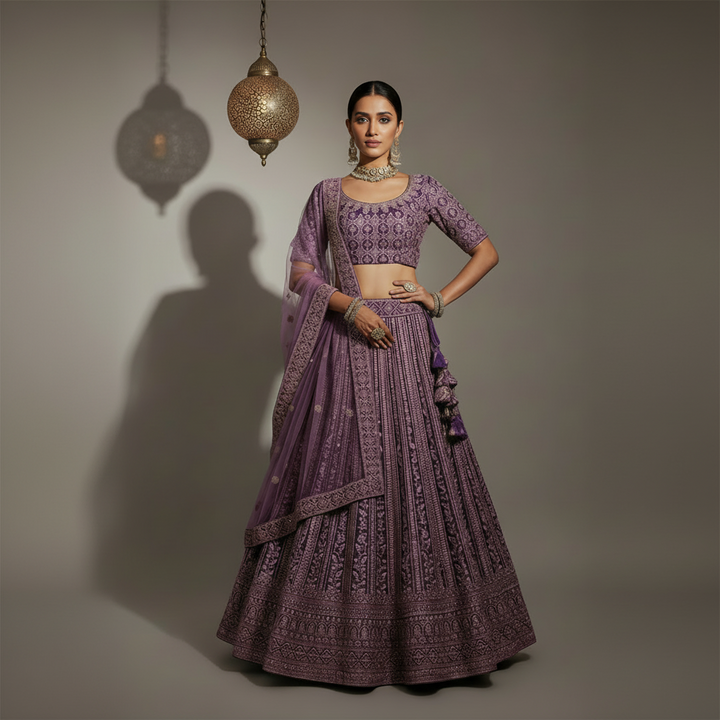 KUBERAN PURPLE EMBROIDERED LEHENGA