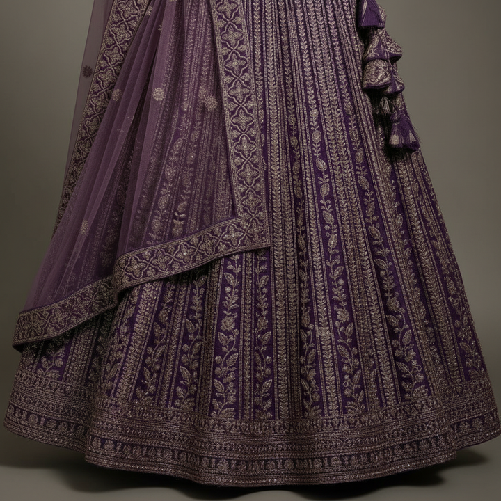KUBERAN PURPLE EMBROIDERED LEHENGA SET