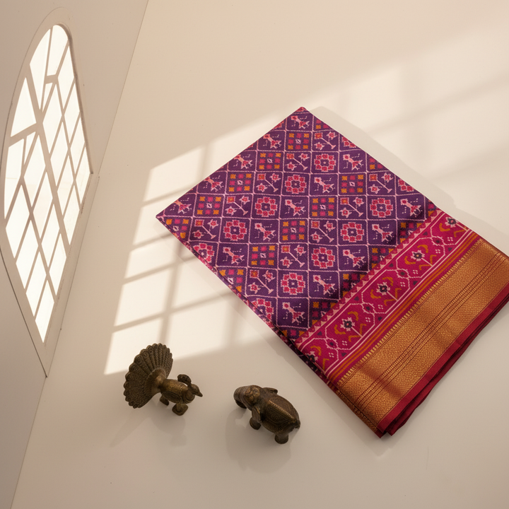 KUBERAN PURPLE NARI SEMI POCHAMPALLY SILK SAREE