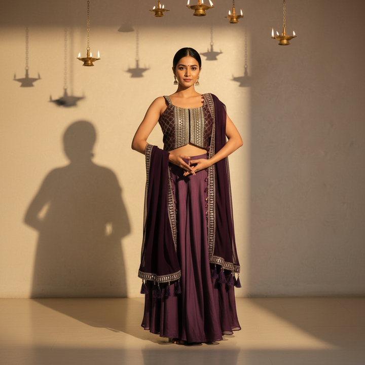 KUBERAN PURPLE PALAZZO SET