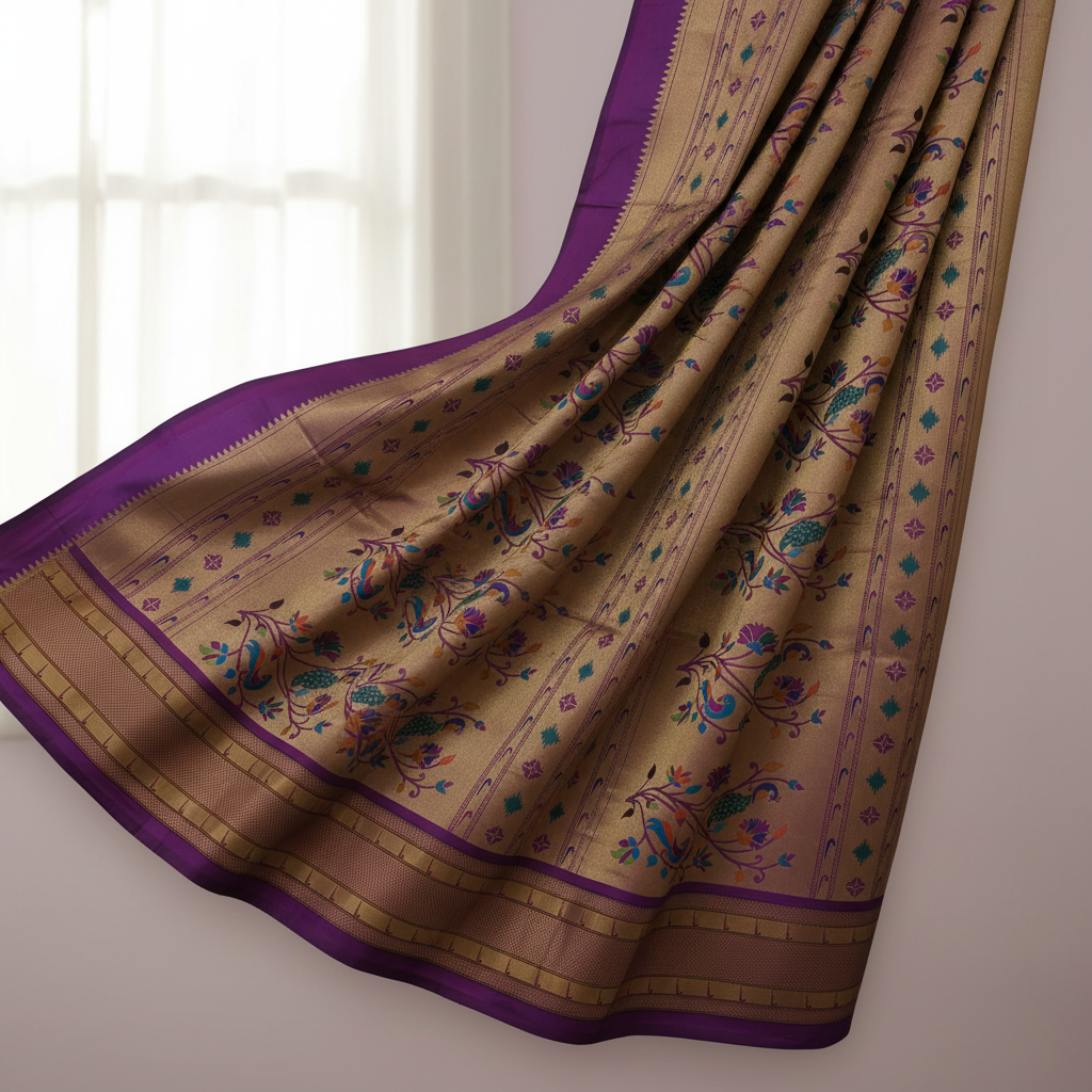 kuberan Purple Paithani Silk Saree