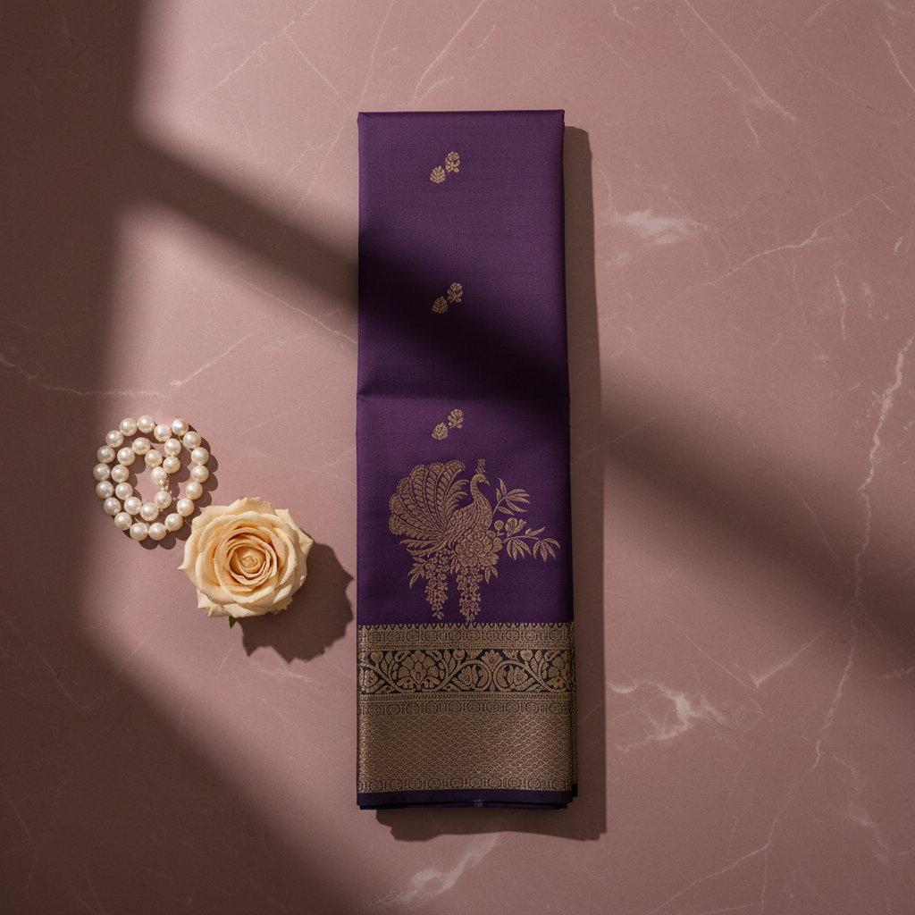 KUBERAN PURPLE SEMI SILK SAREE