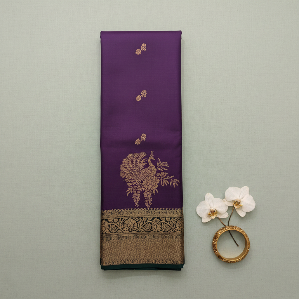 KUBERAN PURPLE SEMI SILK SAREE