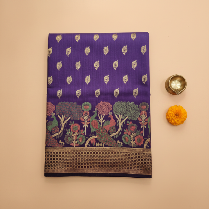 Purple Peacock Saree – Peach