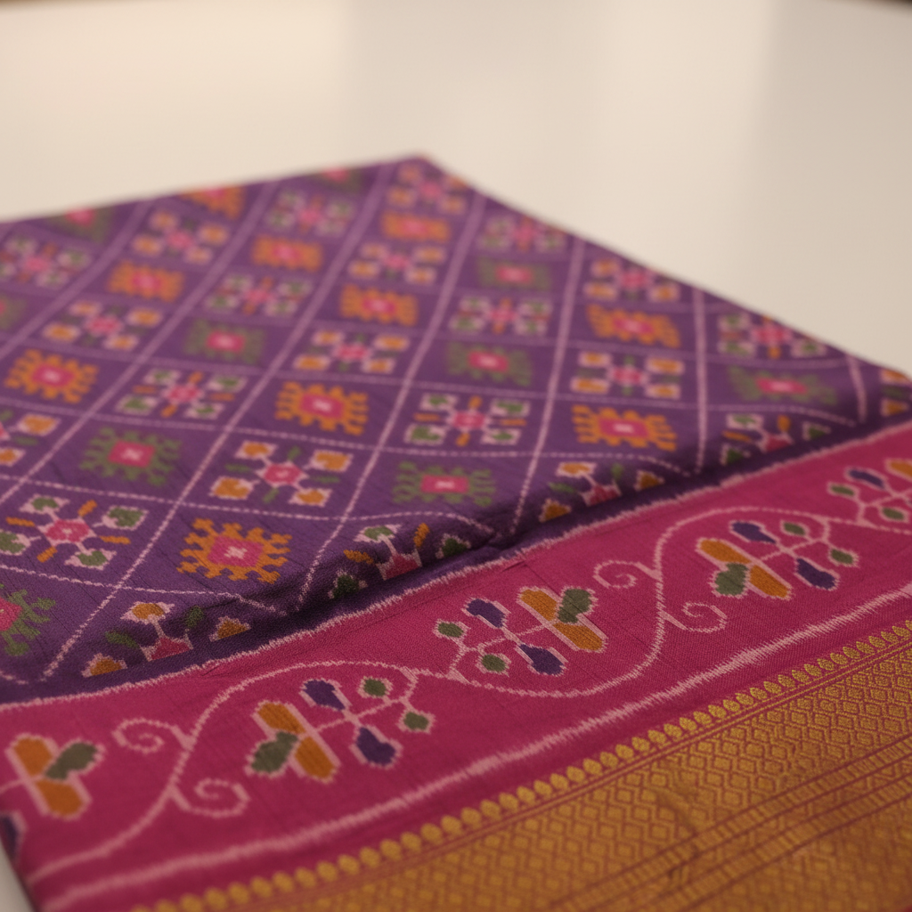 KUBERAN PURPLE SEMI POCHAMPALLY SILK SAREE