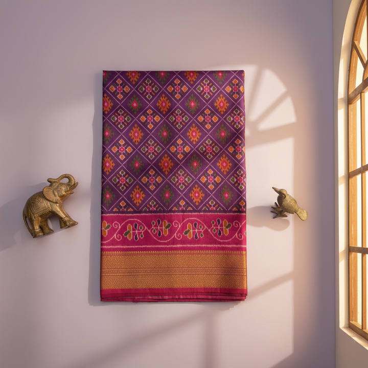 KUBERAN PURPLE SEMI POCHAMPALLY SILK SAREE